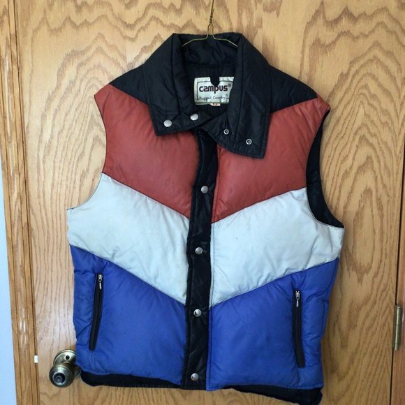 Campus - Vintage Down Filled Vest Jacket Rust, Light Gray & Blue - Picture 6 of 11